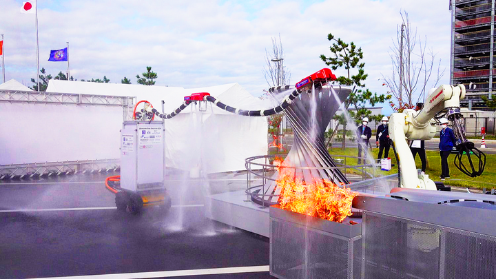 A team of researchers in Japan has created an advanced “Dragon Firefighter” robot design, a remote-controlled flying fire hose that aims to fight fires more safely and effectively. (Photo: Tohoku University)