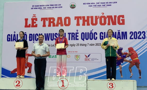 Atleta de Thai Binh gana medalla de oro en el Campeonato Nacional Juvenil de Wushu