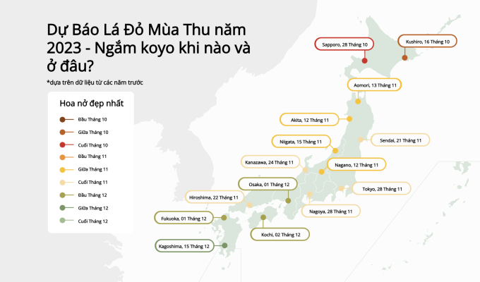Forecast of red leaf viewing time in Japan in autumn 2023. Photo: JNTO