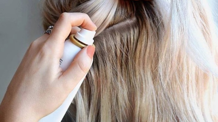 Use dry shampoo to keep hair from getting greasy.