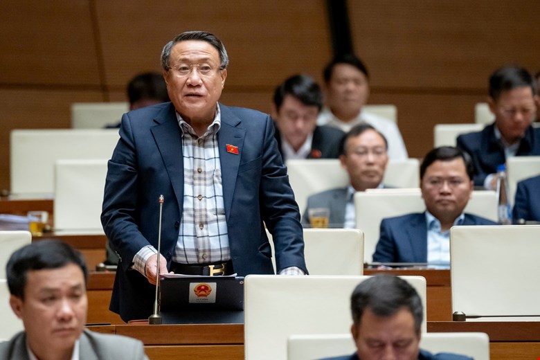 Delegierter Ha Sy Dong (Quang Tri-Delegation) äußerte seine Meinung zur Sonderverbrauchssteuer. Foto: Nationalversammlung