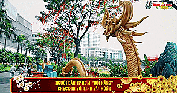 Ho Chi Minh City residents "brave the sun" to check-in with the dragon mascot