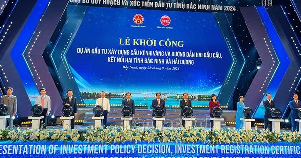 La construction du pont du Canal d'Or, avec un investissement total de près de 2,2 billions de VND, reliant Bac Ninh et Hai Duong, a commencé.