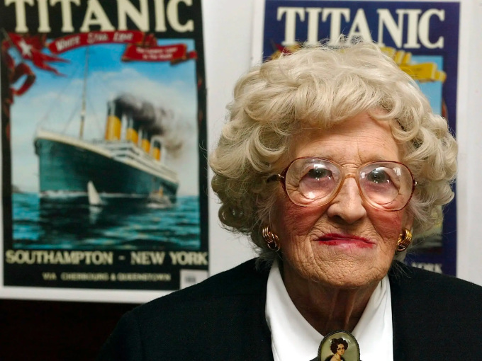 Ms. Millvina at a Titanic exhibition in Southampton, England in April 2002. Photo: AFP