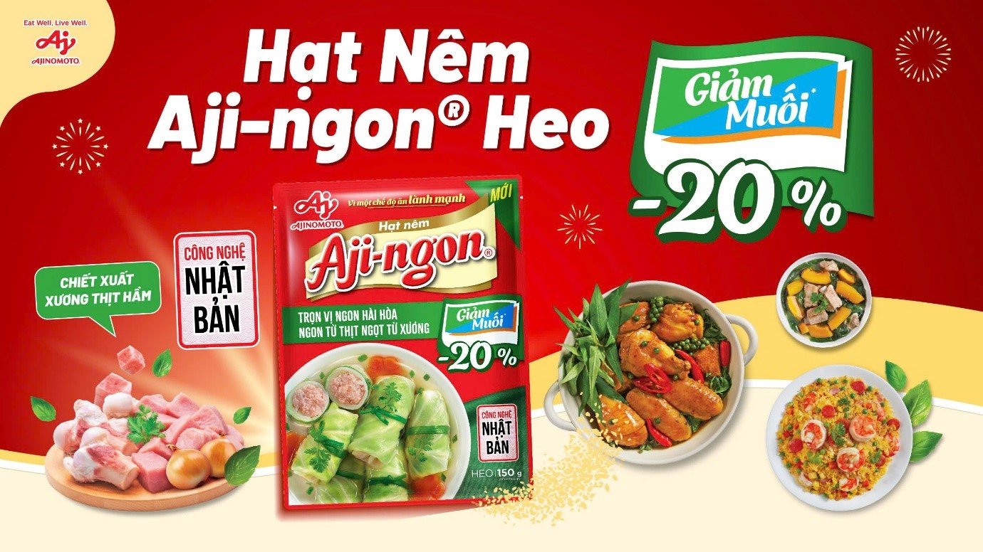 Ajinomoto Việt Nam ra mắt Hạt nêm Aji-ngon® Heo Giảm Muối vì chế độ ăn lành mạnh- Ảnh 1.