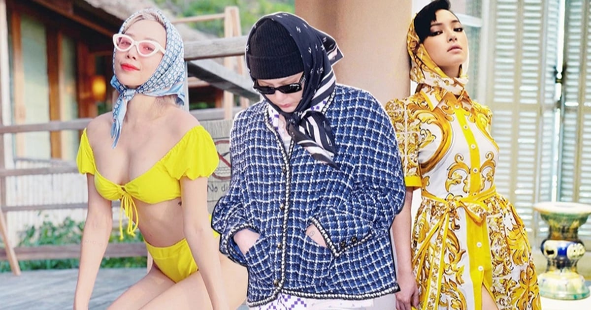 Tóc Tiên và dàn sao quấn khăn theo phong cách "bà thím" giống G-Dragon