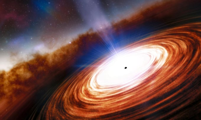 Illustration of a quasar, considered the brightest object in the universe. Photo: NOIRLab/NSF/AURA/J. Da Silva