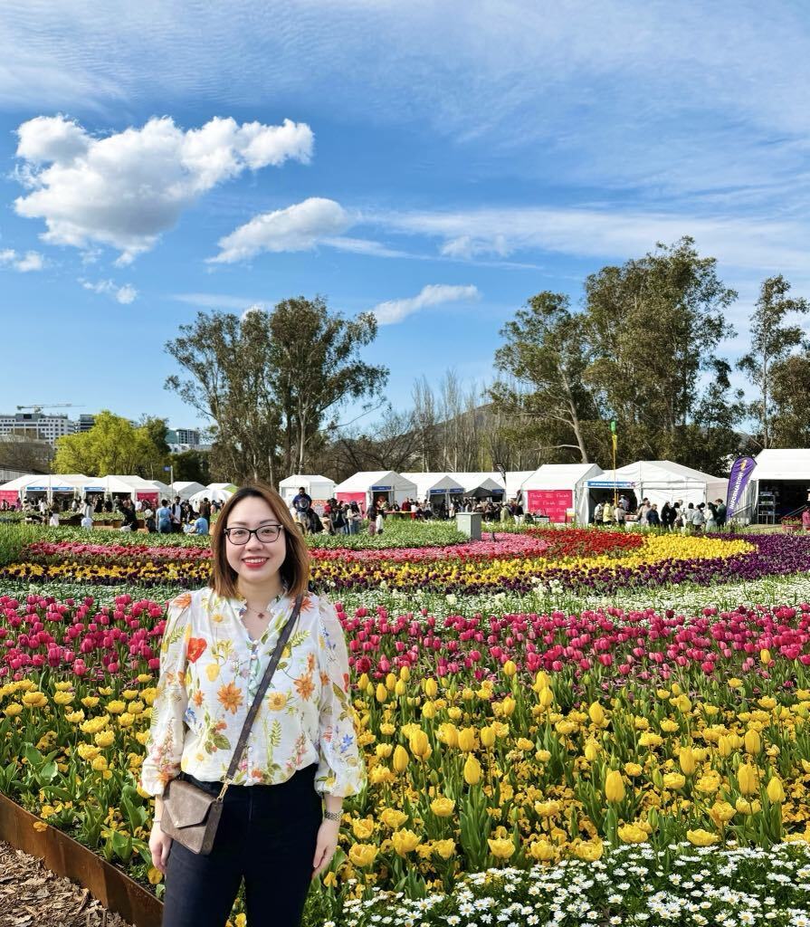 Vietnamese girl at Floriade flower festival in Canberra, Australia.