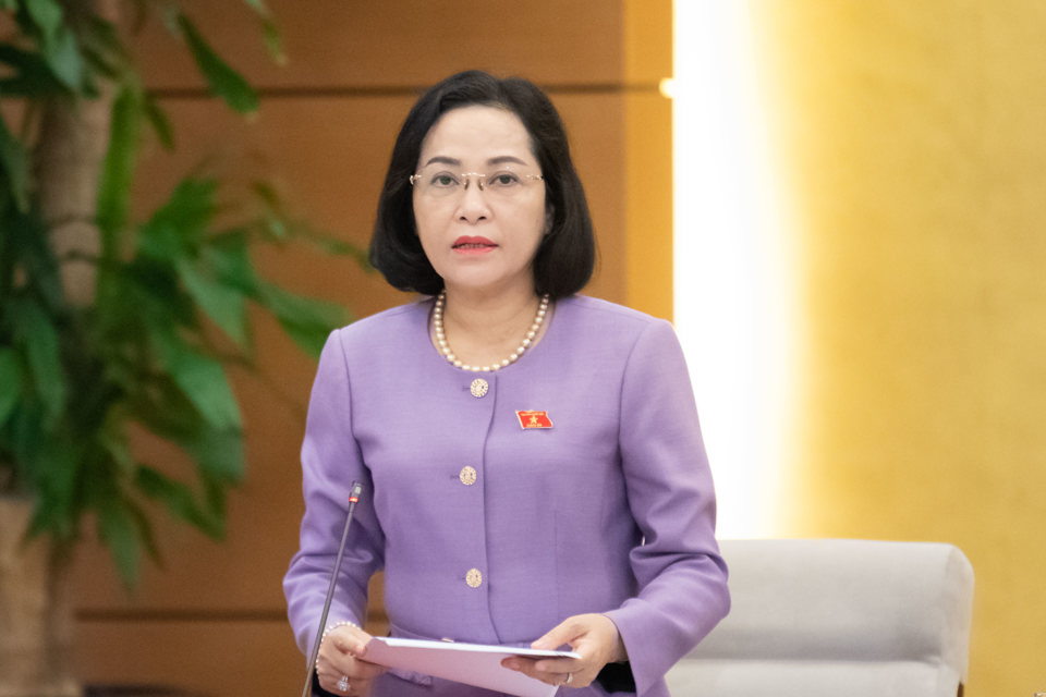 Vice Chairwoman of the National Assembly Nguyen Thi Thanh delivered her concluding remarks. Photo: Quochoi.vn