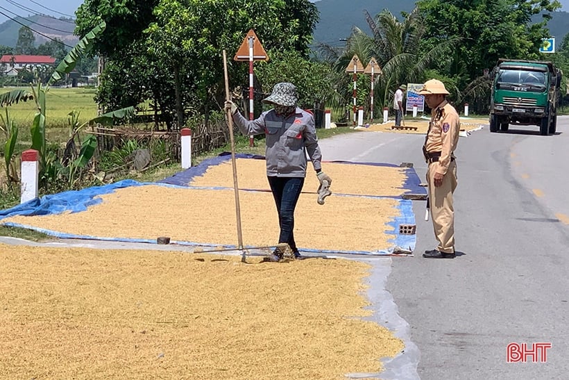 Drying rice 