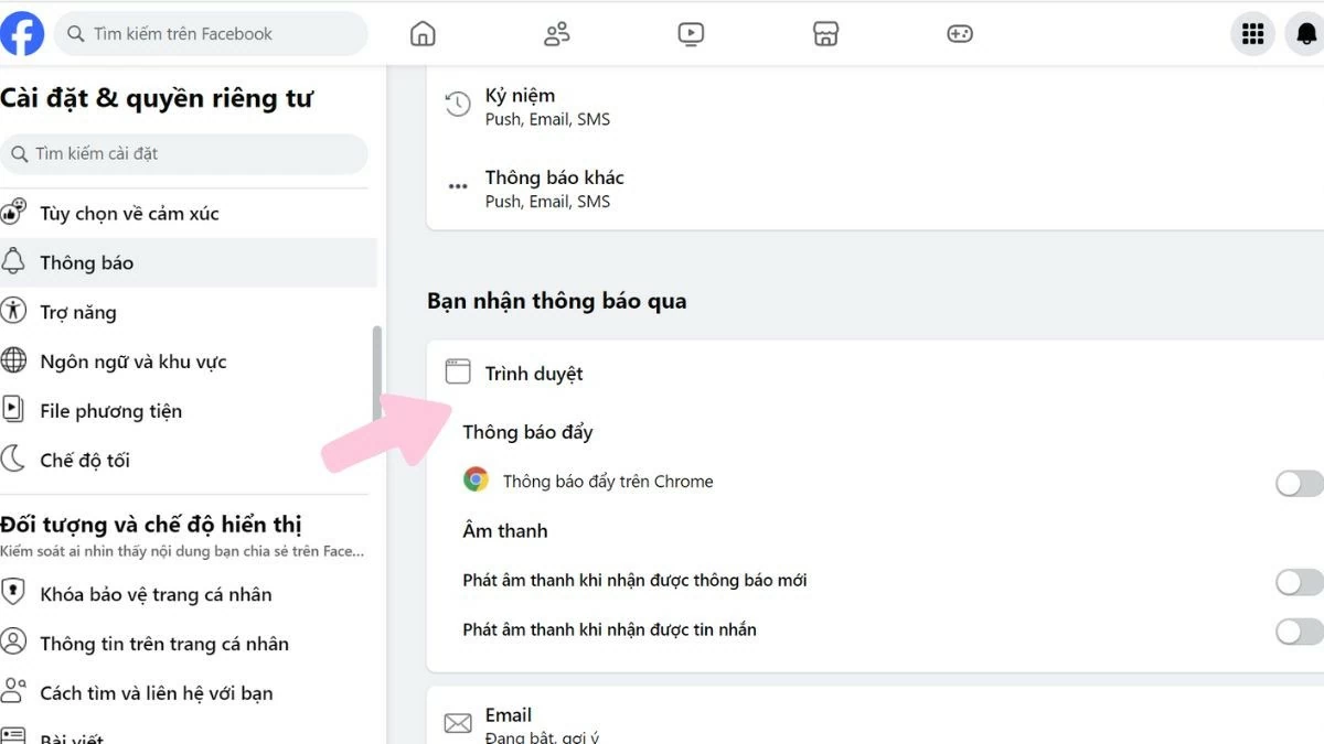 Tắt thông báo Facebook trên máy tính cực nhanh và đơn giản