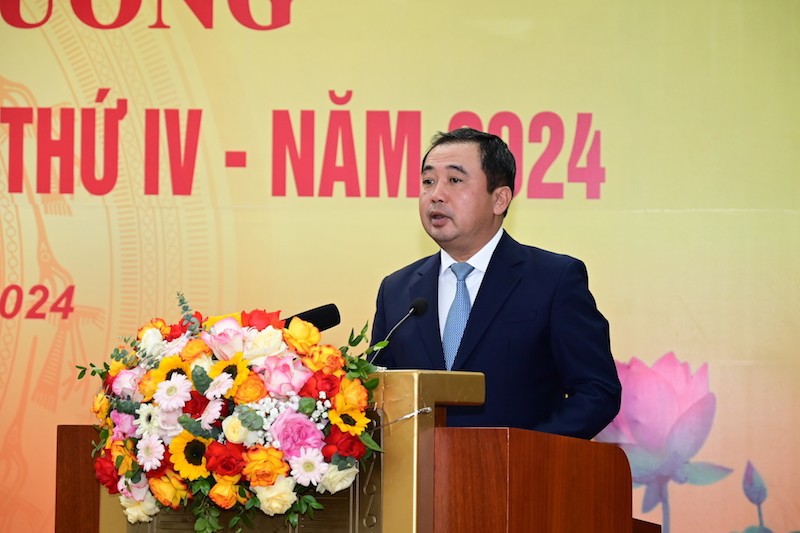 Mr. Tran Duc Thang, Secretary of Hai Duong Provincial Party Committee, spoke at the ceremony. Photo: TTT