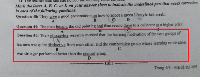 Câu gây tranh luận trong đề thi tiếng Anh: đáp án của Bộ GD-ĐT là B! - Ảnh 1.
