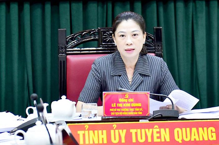 Bà Lê Thị Kim Dung - Phó Bí thư Thường trực Tỉnh ủy, Chủ tịch HĐND tỉnh Tuyên Quang. Ảnh: Ngọc Hưng.