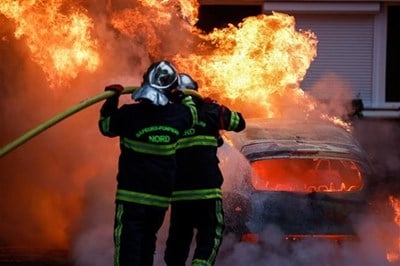 A French mayor's house was "crashed by a car" and "set on fire" while he was sleeping.