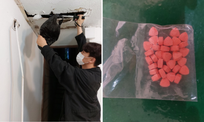 Die koreanische Polizei entdeckte in der Decke versteckte Drogen (links) sowie den Verkauf und Konsum von Ecstasy beim Karaoke. Foto: Yonhap