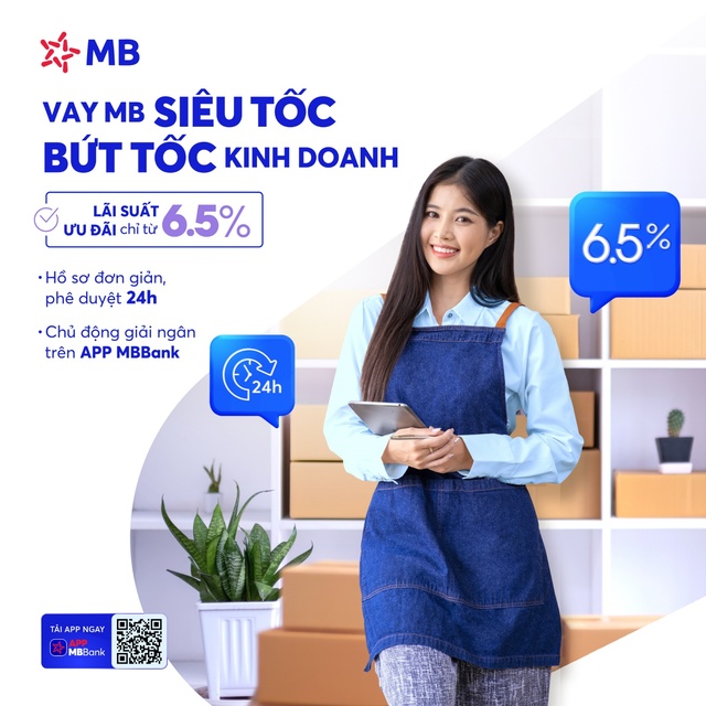 MB hỗ trợ khách hàng tăng tốc kinh doanh cuối năm với gói vay ưu đãi chỉ từ 6,5%/năm