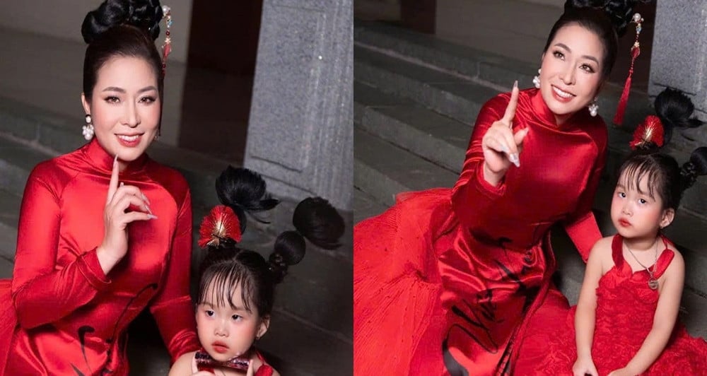 Adorable modelo infantil de 2,5 años en el desfile Ao Dai de Vietnam Heritage