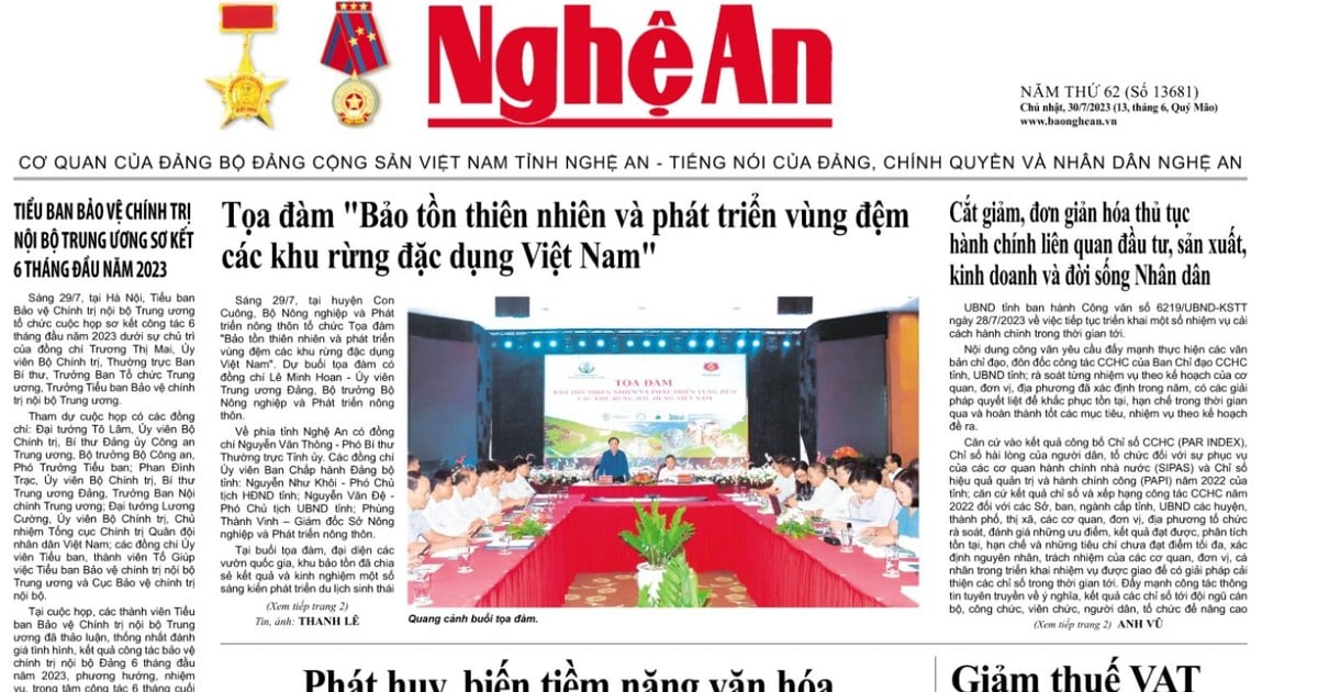 Số 13681 ngày 30-7-2023 | Báo Nghệ An điện tử