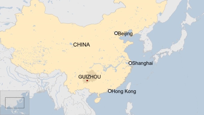 Location of Guizhou province, China. BBC graphics
