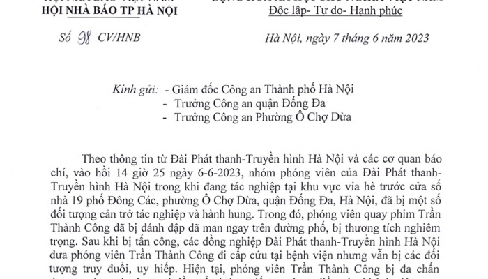 La Asociación de Periodistas de Hanoi exige un castigo severo para quienes agredieron a los periodistas de Radio Hanoi