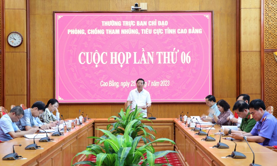 Thường trực Ban Chỉ đạo phòng, chống tham nhũng, tiêu cực tỉnh họp lần thứ 6