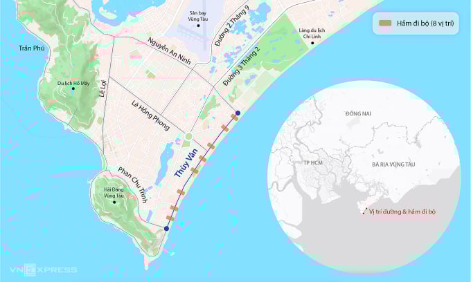 Lage der geplanten Tunnel in der Thuy Van Straße. Grafik: Dang Hieu