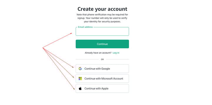 ChatGPT に登録するアカウントを 1 つ選択します。