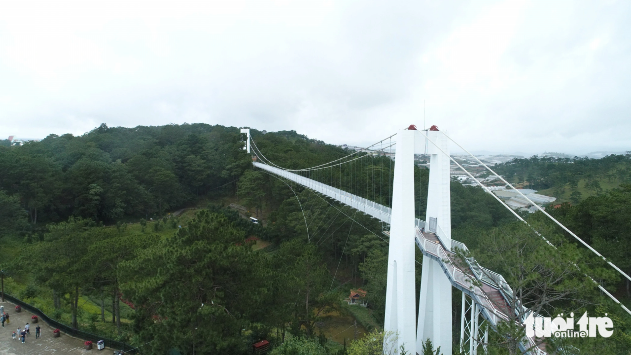 Experimente el puente con fondo de cristal que conecta el Valle del Amor con la Colina de los Sueños en Da Lat, a unos 90 m sobre el nivel del suelo.