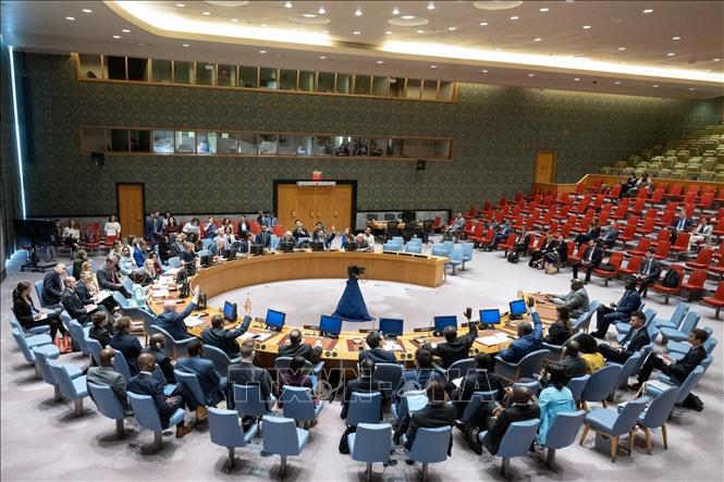 Overview of a session of the United Nations Security Council in New York (USA) on May 30, 2023