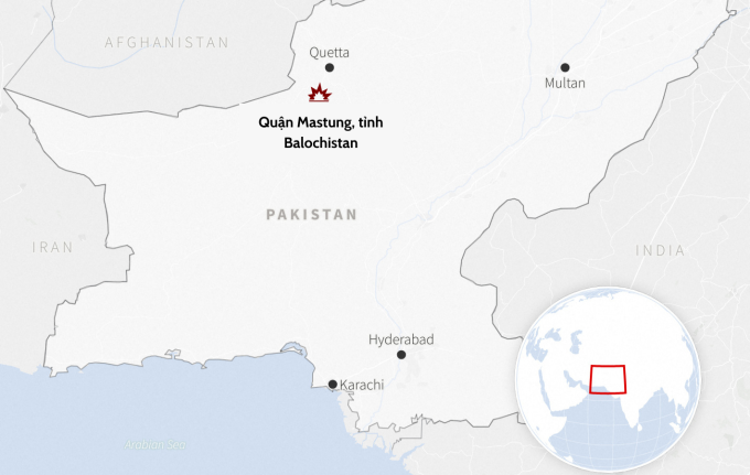 The location of the bombing in Mastung district, Balochistan province, southwestern Pakistan. Graphics: Reuters