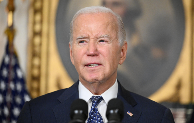 Presiden AS Joe Biden bercakap di Rumah Putih pada 8 Februari. Foto: AFP