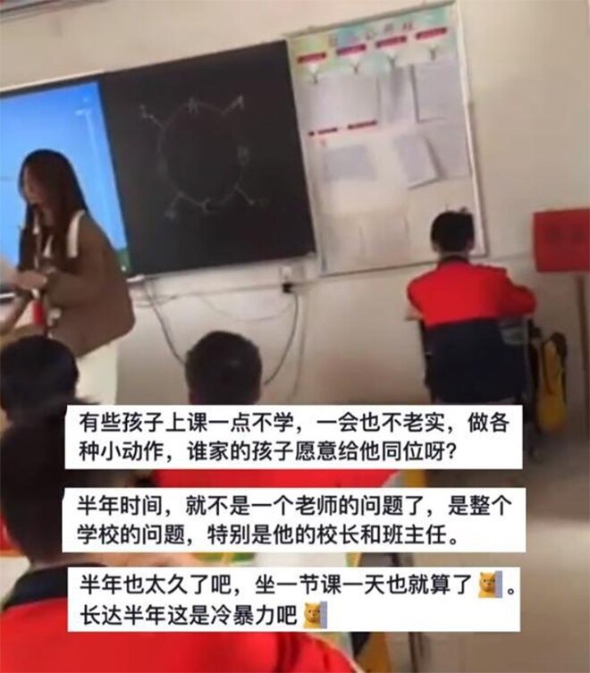 Profesora china obliga a sus alumnos a sentarse en pupitres separados, mirando hacia la pared, durante seis meses - 1