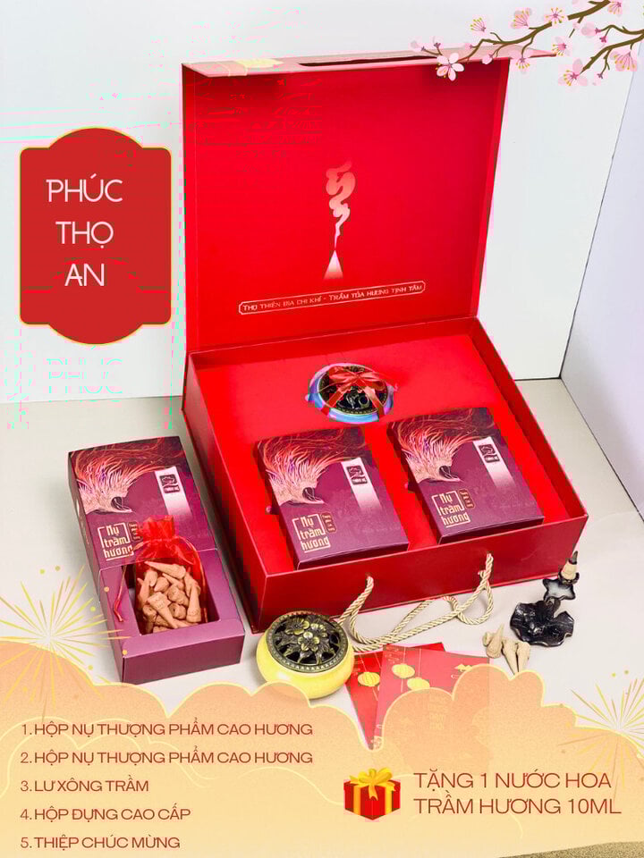 Phuc Tho An (2 Schachteln mit hochwertigen Premium-Räucherstäbchen, 1 Räuchergefäß)