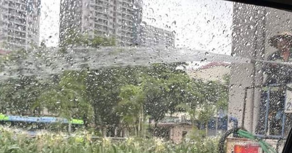 El Departamento de Construcción de Hanoi verifica información sobre trabajadores que riegan plantas bajo una lluvia torrencial