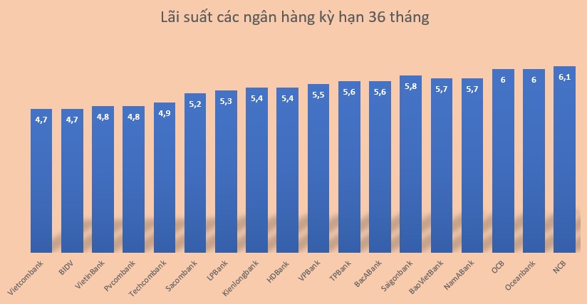 أسعار الفائدة الحالية لـ 20 بنكًا لمدة 36 شهرًا. الرسومات: مينه هوي