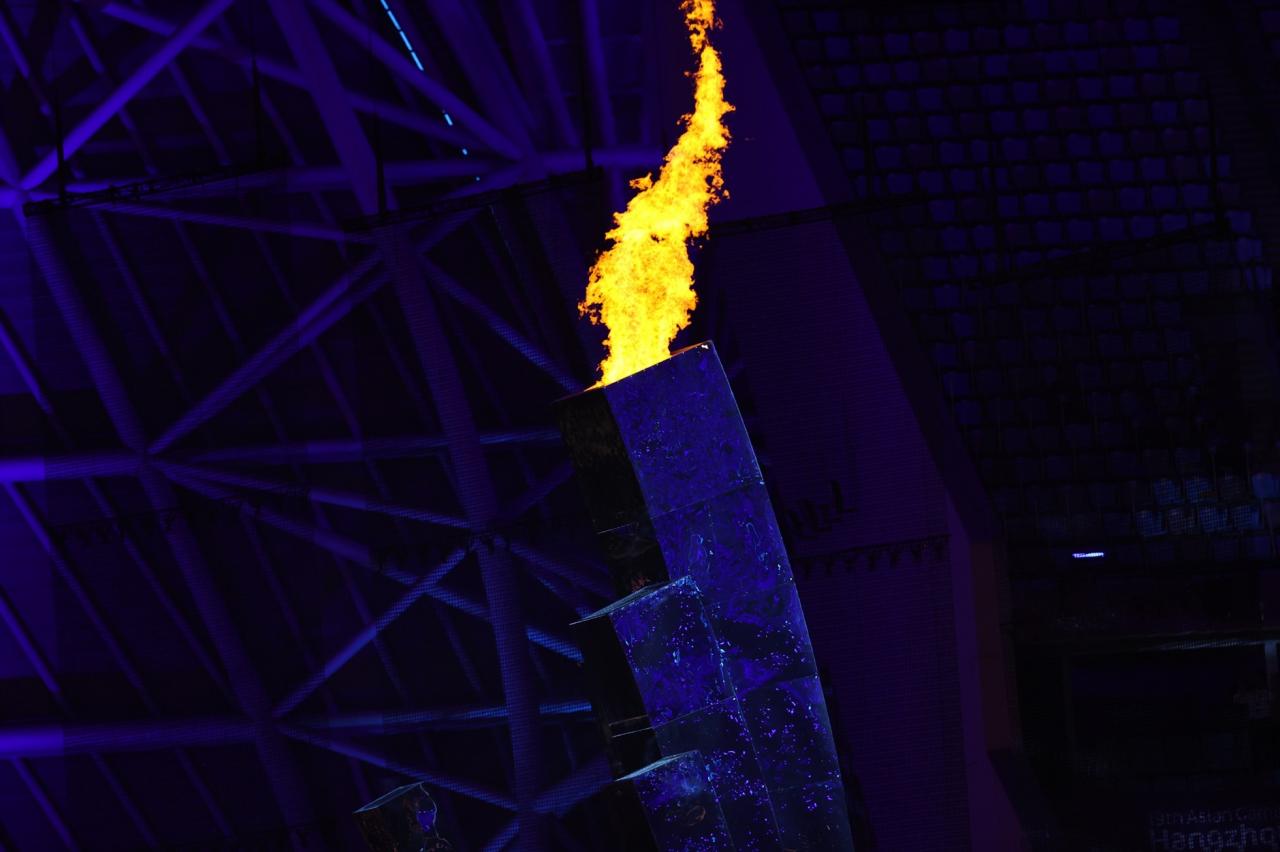 The 19th ASIAD torch is lit. Photo: Linh Hoang