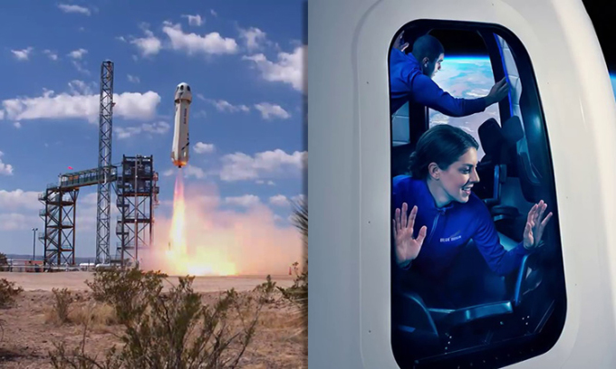 Hệ thống tàu du lịch vũ trụ New Shepard của Blue Origin. Ảnh: Blue Origin