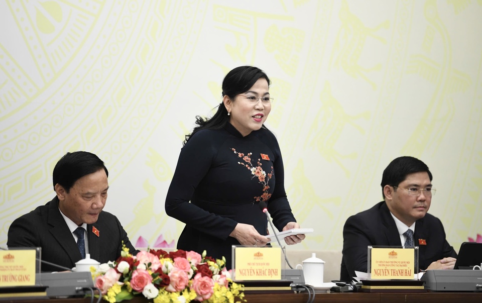 Head of the Delegation Affairs Committee Nguyen Thanh Hai speaks at the press conference