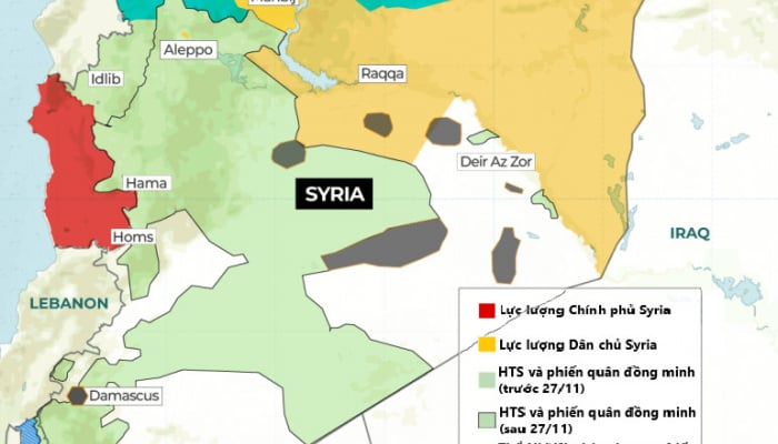 Bản đồ 11 ngày quân nổi dậy lật đổ chính quyền Syria