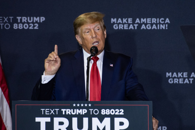 Der ehemalige Präsident Donald Trump spricht am 27. April in Manchester, New Hampshire. Foto: AFP
