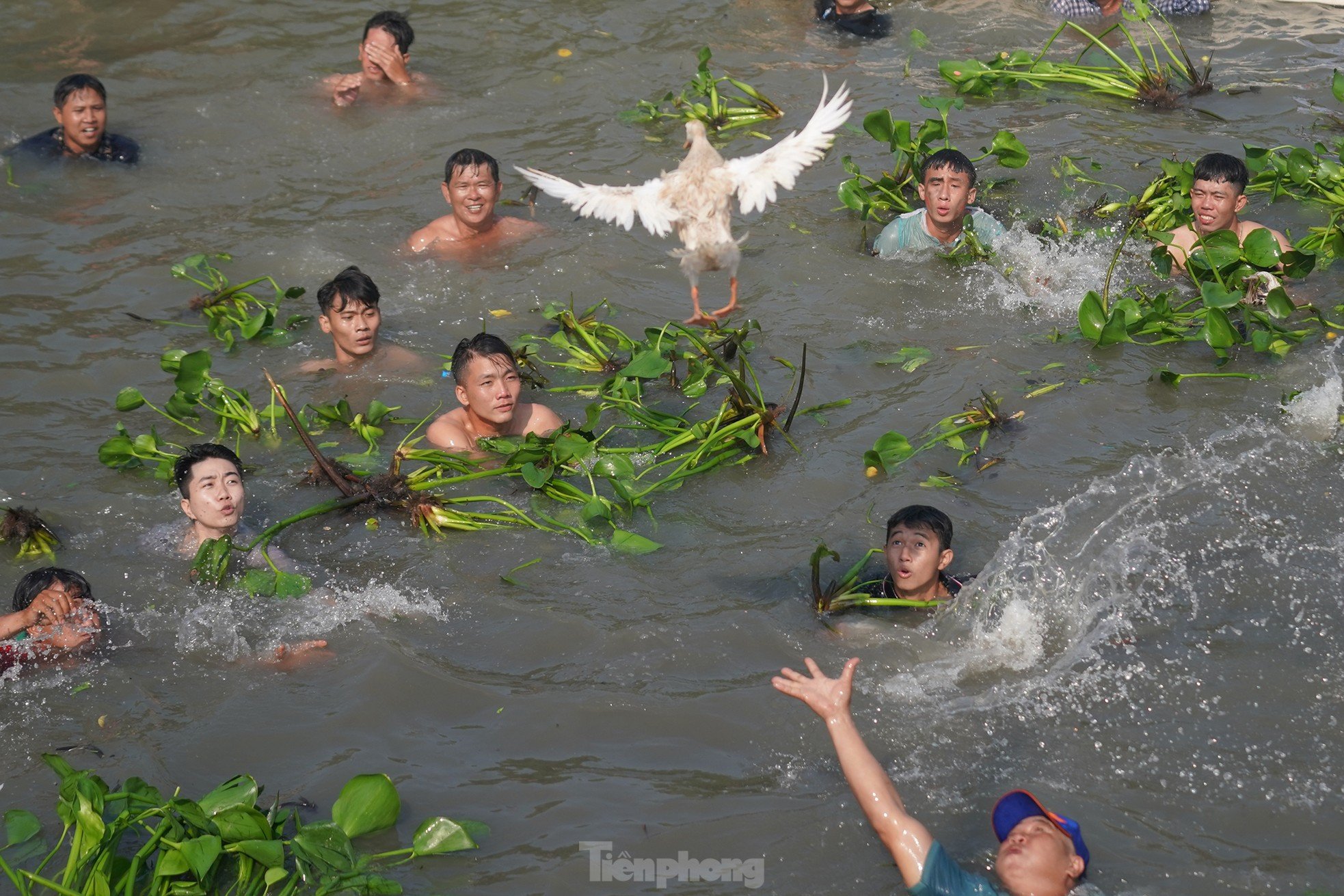 Cientos de personas compiten en 'vadear el río para atrapar patos' foto 6