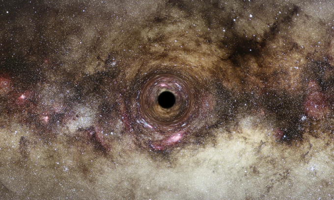 Simulation of a black hole in space. Image: ESA/Hubble/Digitized Sky Survey/Nick Risinger/N. Bartmann