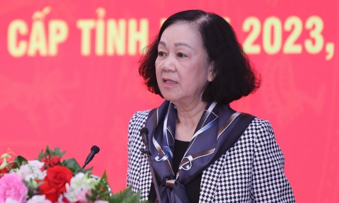 Ms. Truong Thi Mai spoke at the conference on the morning of January 10. Photo: Nguyen Phong