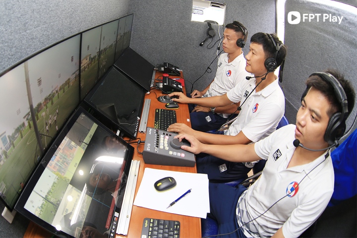 The VAR referee monitors situations from the VAR room and communicates with the main referee on the field.