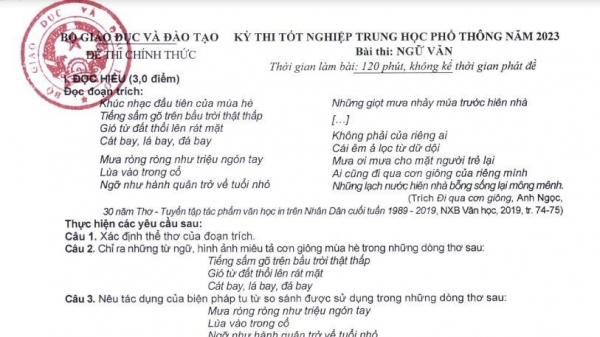 Bộ GD&ĐT công bố đáp án chính thức môn Ngữ văn thi tốt nghiệp THPT 2023