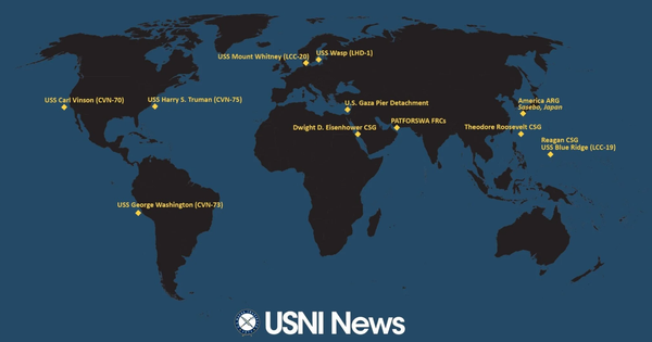 Current positions of 11 US aircraft carriers