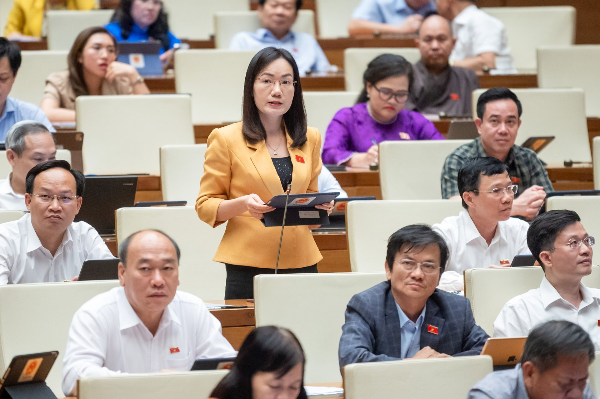 Représentante Do Thi Viet Ha, Comité populaire provincial de Bac Giang, Solutions pour résoudre complètement le problème de la source d'eau de la rivière Cau.jpg