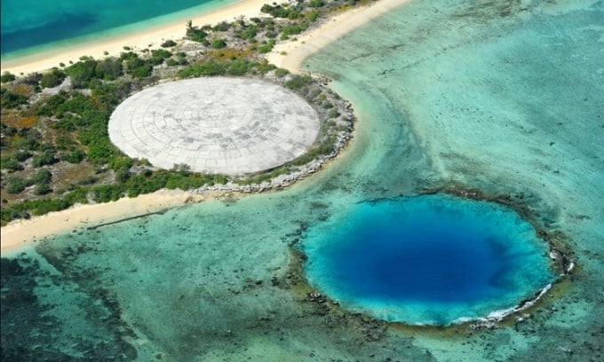 Arche géante en béton sur l'île Runit. Photo : Ashashi Shimbun