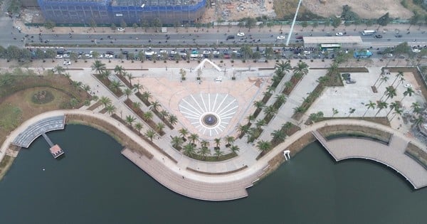 Close-up of Phung Khoang Lake Park which has just been temporarily handed over